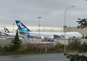 The first 747-8 Freighter at the fuel dock of ...